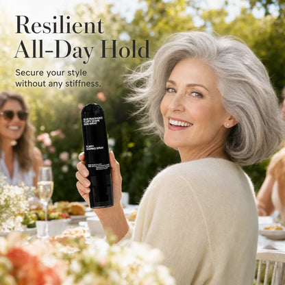 Peach-scented volumizing & setting spray—for lightweight, bouncy hair and long-lasting hold.