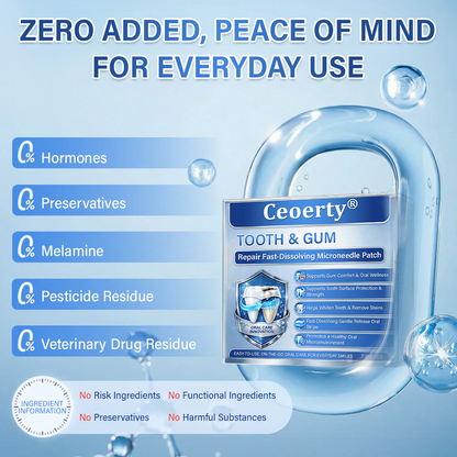 Ceoerty® Tooth & Gum Care Fast-Dissolving Microneedle Patch✨ (𝟓-𝐢𝐧-𝟏 💎 𝐑𝐞𝐛𝐮𝐢𝐥𝐝 𝐄𝐧𝐚𝐦𝐞𝐥 & 𝐃𝐞𝐧𝐭𝐢𝐧 • 𝐒𝐭𝐫𝐞𝐧𝐠𝐭𝐡𝐞𝐧 𝐆𝐮𝐦𝐬 • 𝐄𝐫𝐚𝐝𝐢𝐜𝐚𝐭𝐞 𝐓𝐚𝐫𝐭𝐚𝐫 & 𝐎𝐝𝐨𝐫 • 𝐖𝐡𝐢𝐭𝐞𝐧𝐢𝐧𝐠 • 𝐒𝐭𝐨𝐩 𝐓𝐨𝐨𝐭𝐡 𝐒𝐞𝐧𝐬𝐢𝐭𝐢𝐯𝐢𝐭𝐲)