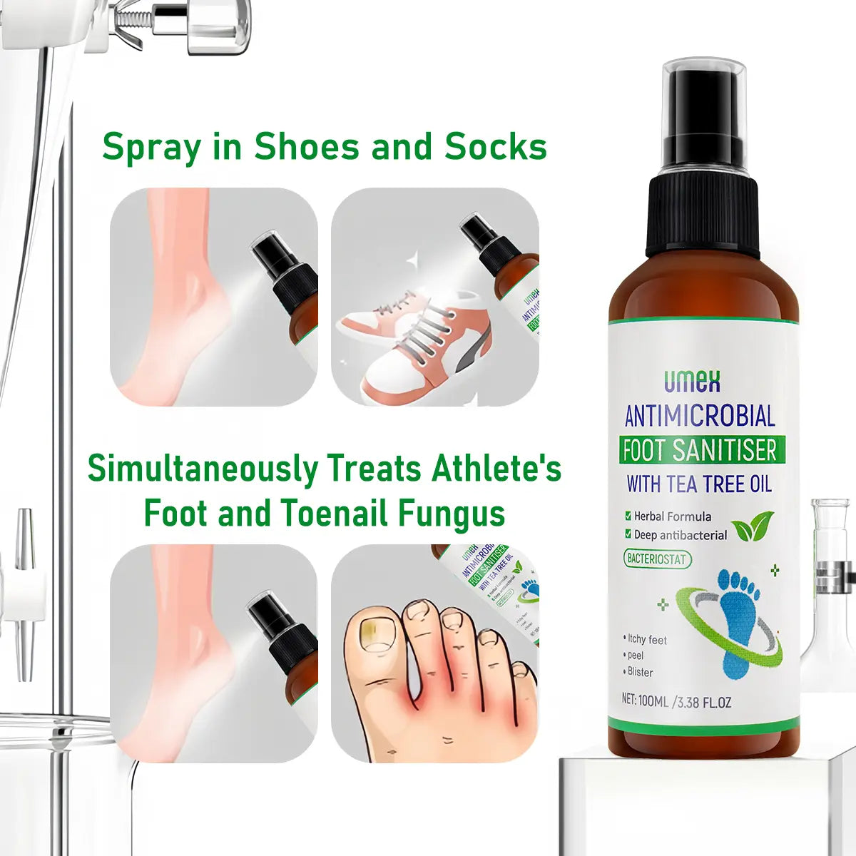 Umex® Tea Tree Foot Spray – 7-Day Foot Care for Fungus & Odor