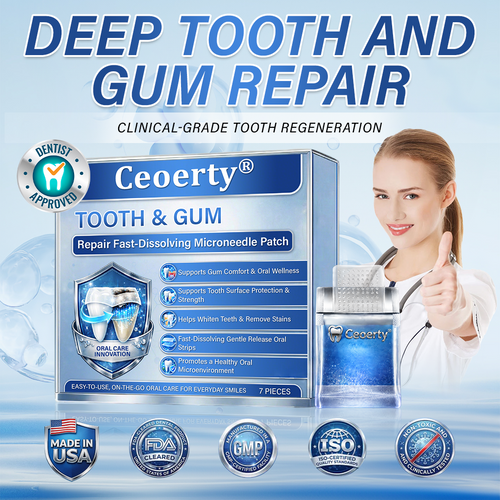 Ceoerty® Tooth & Gum Care Fast-Dissolving Microneedle Patch✨ (𝟓-𝐢𝐧-𝟏 💎 𝐑𝐞𝐛𝐮𝐢𝐥𝐝 𝐄𝐧𝐚𝐦𝐞𝐥 & 𝐃𝐞𝐧𝐭𝐢𝐧 • 𝐒𝐭𝐫𝐞𝐧𝐠𝐭𝐡𝐞𝐧 𝐆𝐮𝐦𝐬 • 𝐄𝐫𝐚𝐝𝐢𝐜𝐚𝐭𝐞 𝐓𝐚𝐫𝐭𝐚𝐫 & 𝐎𝐝𝐨𝐫 • 𝐖𝐡𝐢𝐭𝐞𝐧𝐢𝐧𝐠 • 𝐒𝐭𝐨𝐩 𝐓𝐨𝐨𝐭𝐡 𝐒𝐞𝐧𝐬𝐢𝐭𝐢𝐯𝐢𝐭𝐲)