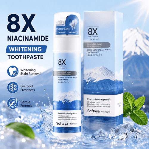 Niacinamide Foaming Whitening Toothpaste 8X - Fresh Breath Stain Removal Gentle Teeth Cleaning